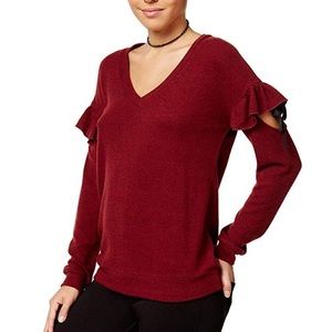 Maroon Cozy Ruffled Sweater